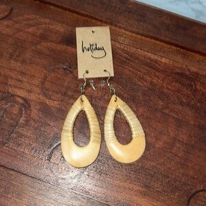 Natural Rattan Woven Earrings | Brown Straw Teardrop | By Holiday